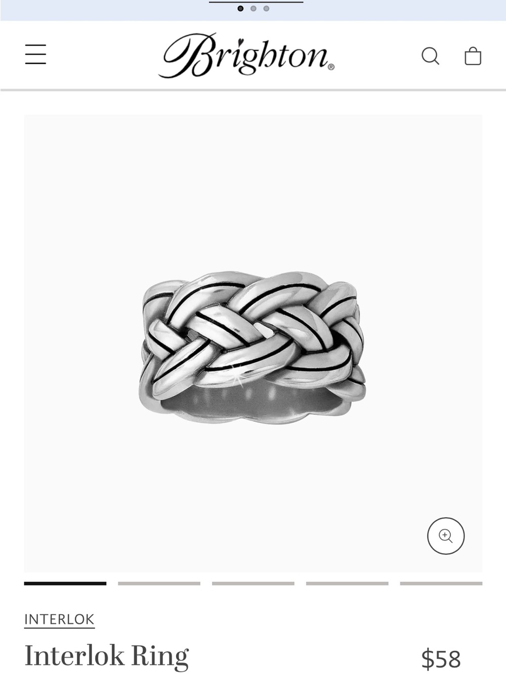 Brighton Silver Braided Interlok Band